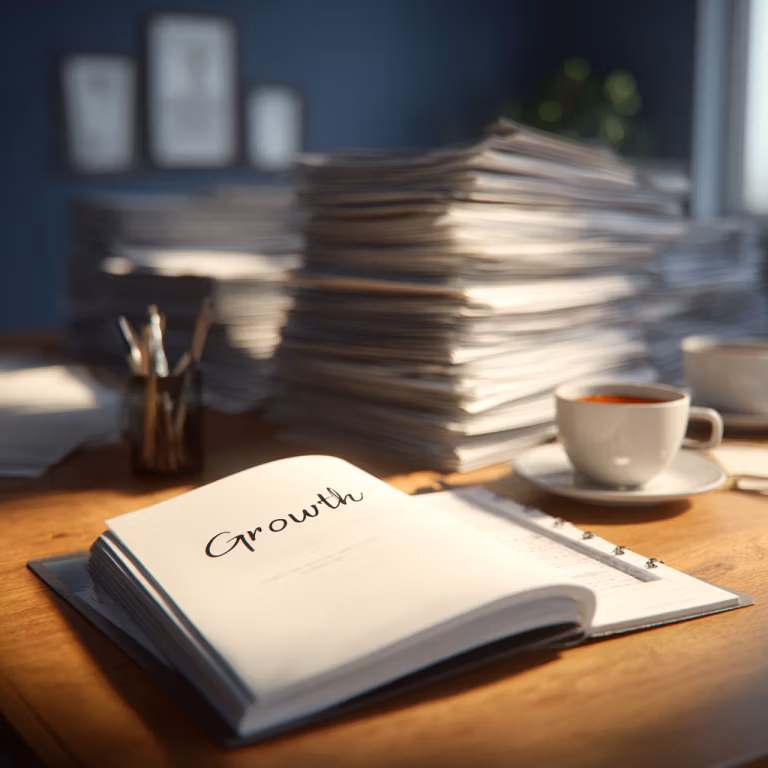 A business planner focusing on strategic growth to illustrate avoiding 9 critical business mistakes like working in the business rather than on it.